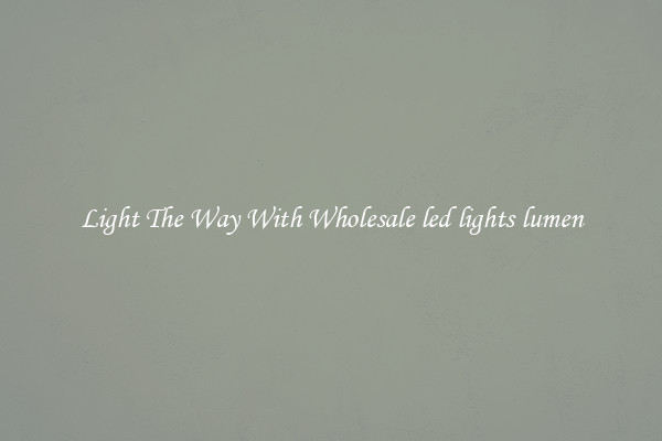 Light The Way With Wholesale led lights lumen