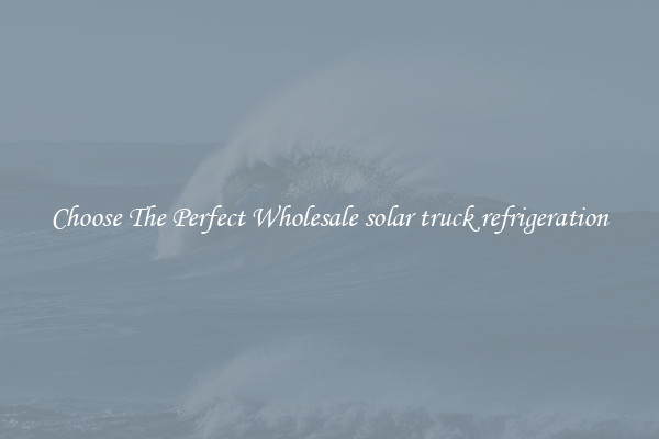 Choose The Perfect Wholesale solar truck refrigeration